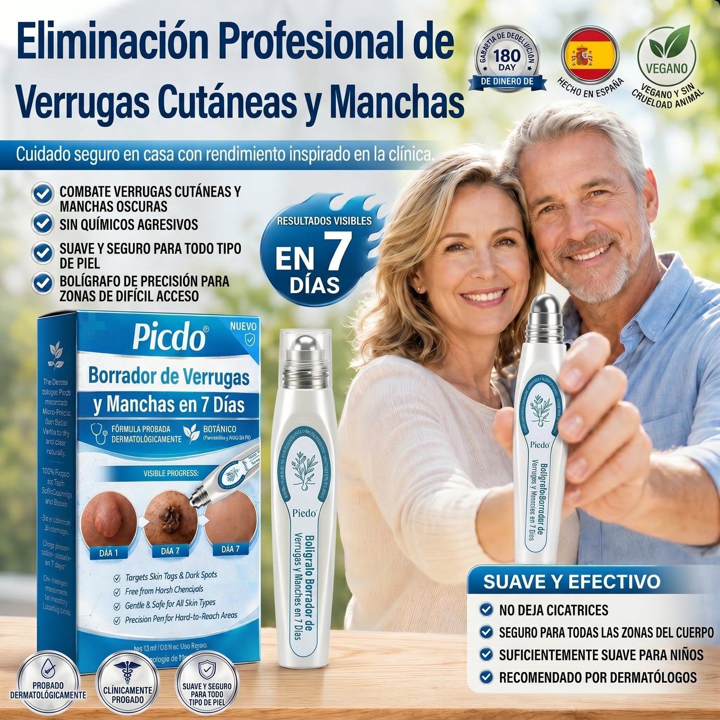 𝐏𝐢𝐜𝐝𝐨® Borrador de Verrugas y Manchas en 7 Días (𝐀𝐩𝐥𝐢𝐜𝐚𝐝𝐨𝐫 𝐫𝐨𝐥𝐥-𝐨𝐧: 𝐬𝐢𝐧 𝐝𝐨𝐥𝐨𝐫 𝐧𝐢 𝐜𝐢𝐜𝐚𝐭𝐫𝐢𝐜𝐞𝐬)