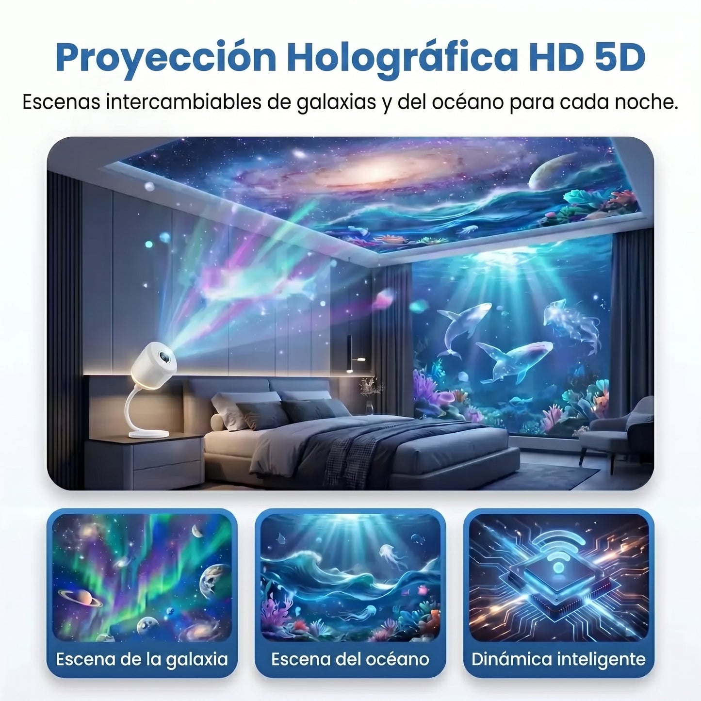 ⏰️Último día de promoción🔥 - Proyector de luz nocturna - Proyector holográfico de estrellas inteligente🌌